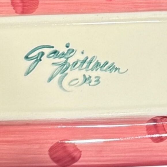 Gail Pittman Holiday Christmas Ornament Rectangular Red Green Tray Platter. - Picture 4 of 6